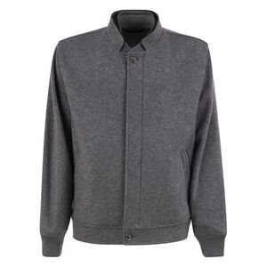 Fedeli Men Cashmere Bomber Jacket With Stand Collar